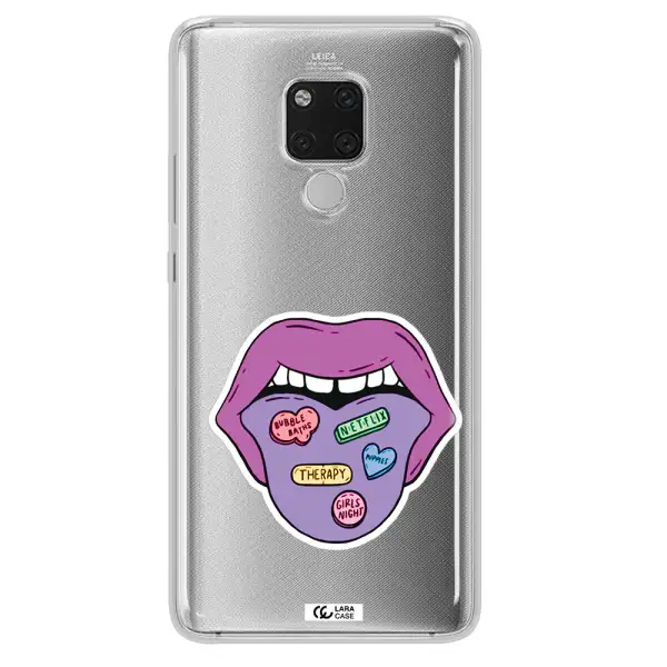 a purple lips with different colored hearts on it Huawei Mate 20X Clear TPU Case