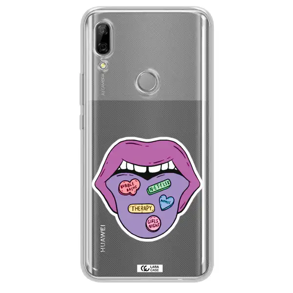 a purple lips with different colored hearts on it Huawei P Smart Z Clear TPU Case