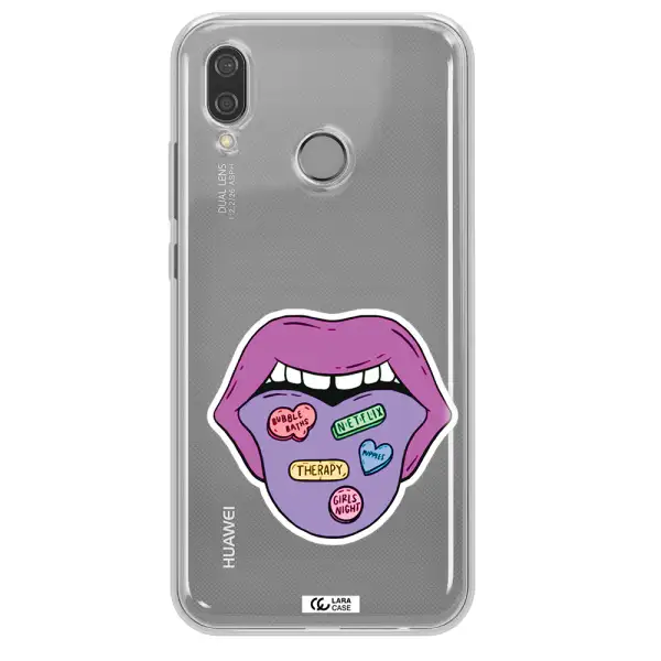 a purple lips with different colored hearts on it Huawei P20 Lite Clear TPU Case