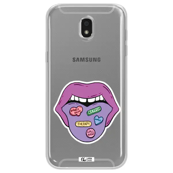 a purple lips with different colored hearts on it Samsung J5 2017 Clear TPU Case
