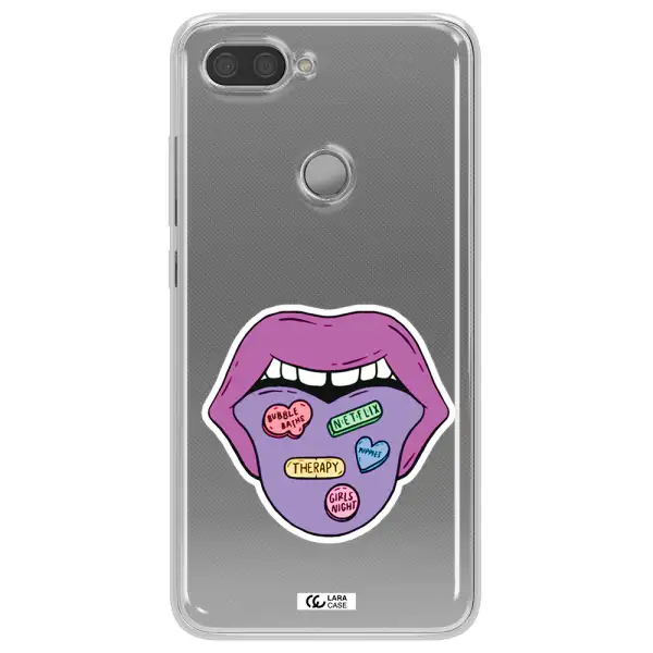 a purple lips with different colored hearts on it Xiaomi Mi 8 Lite Clear TPU Case