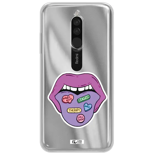 A Purple Lips With Different Colored Hearts On It Xiaomi Redmi 8 Clear Tpu Case