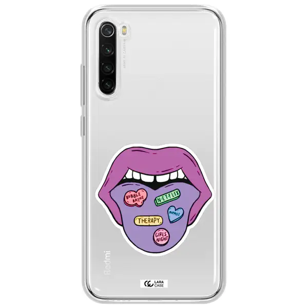 A Purple Lips With Different Colored Hearts On It Xiaomi Redmi Note 8T Clear Tpu Case