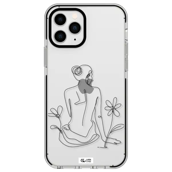 a woman sitting on a flower Apple iPhone 11 pro max impact black border Case