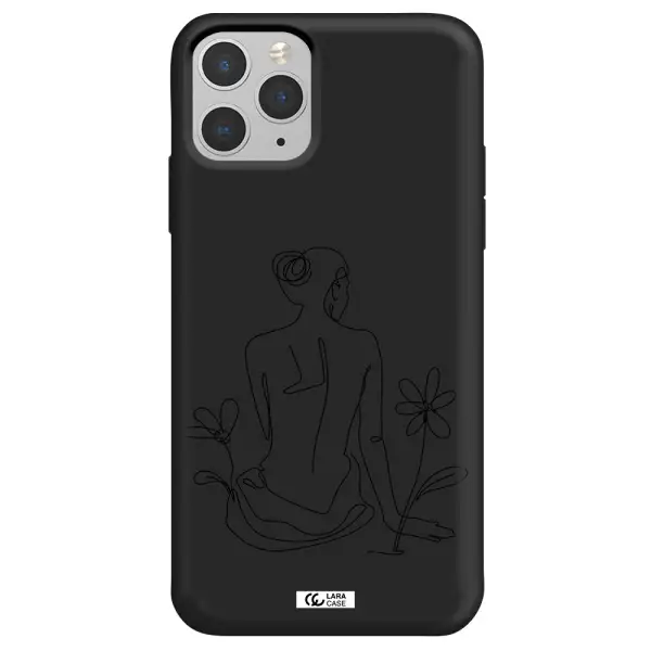 a woman sitting on a flower Apple iPhone 11 pro max Silicone black Case