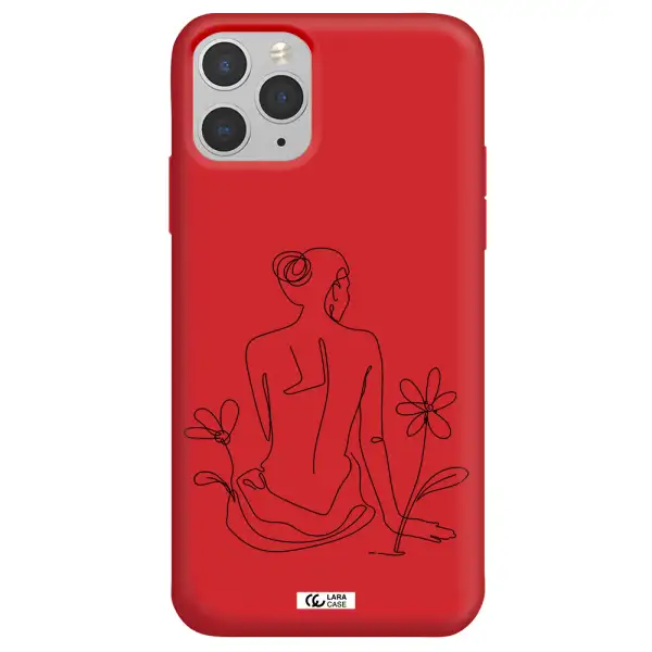 a woman sitting on a flower Apple iPhone 11 pro max Silicone Imperial Red Case