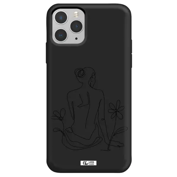 a woman sitting on a flower Apple iPhone 11 pro Silicone black Case