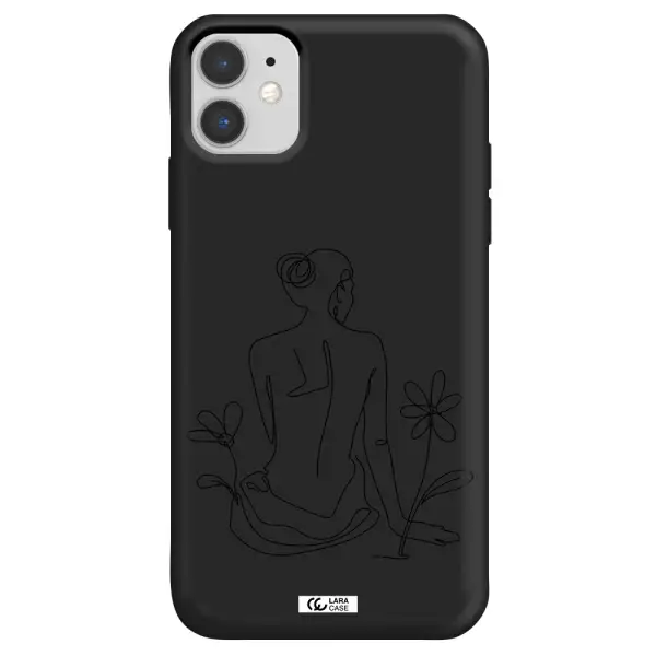 a woman sitting on a flower Apple iPhone 11 Silicone black Case