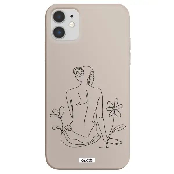 a woman sitting on a flower Apple iPhone 11 Silicone Stone Case