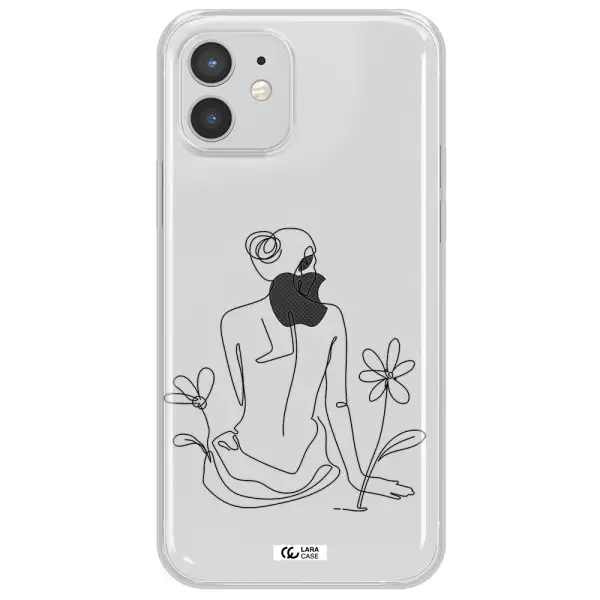 a woman sitting on a flower Apple iPhone 12 Clear TPU Case