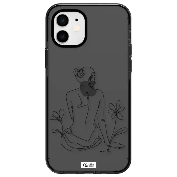 a woman sitting on a flower Apple iPhone 12 impact Smoke Black Case