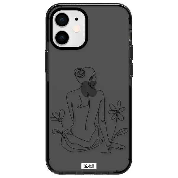 a woman sitting on a flower Apple iPhone 12 mini impact Smoke Black Case