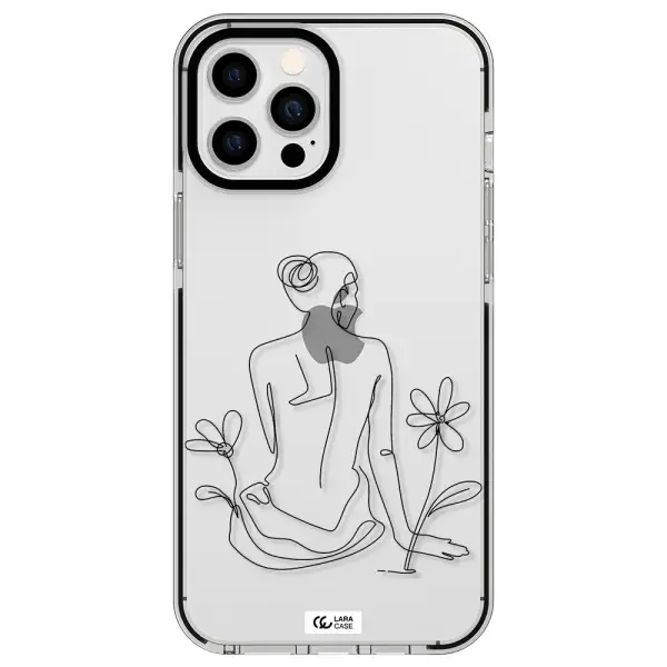 a woman sitting on a flower Apple iPhone 12 pro max impact black border Case