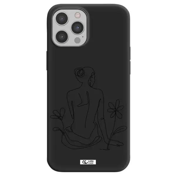 a woman sitting on a flower Apple iPhone 12 pro Silicone black Case