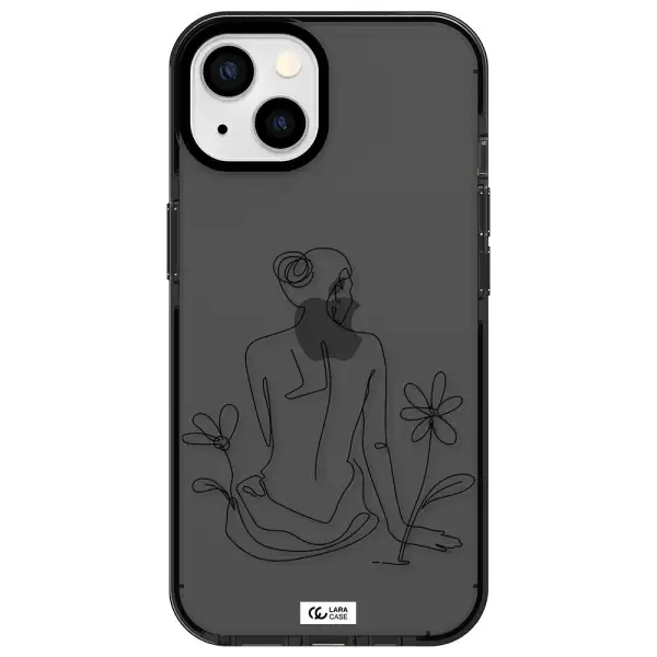 a woman sitting on a flower Apple iPhone 13 impact Smoke Black Case