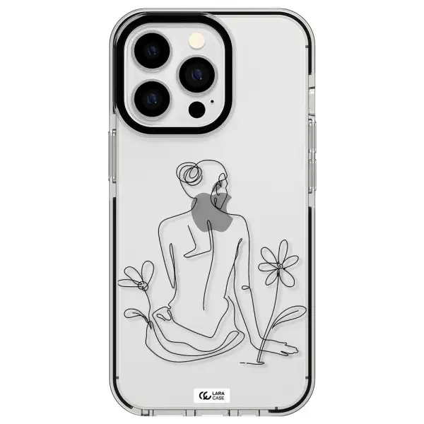 a woman sitting on a flower Apple iPhone 13 Pro impact black border Case