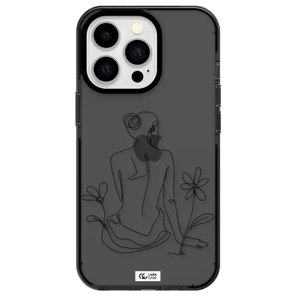 a woman sitting on a flower Apple iPhone 13 Pro impact Smoke Black Case