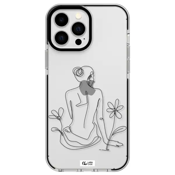 a woman sitting on a flower Apple iPhone 13 Pro Max impact black border Case
