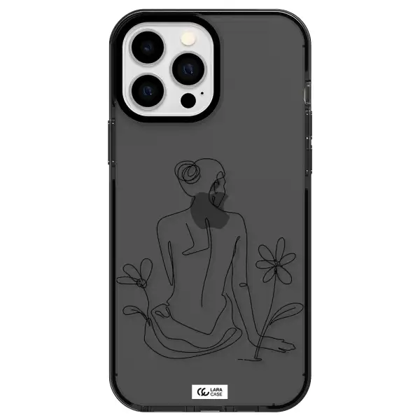 a woman sitting on a flower Apple iPhone 13 Pro Max impact Smoke Black Case