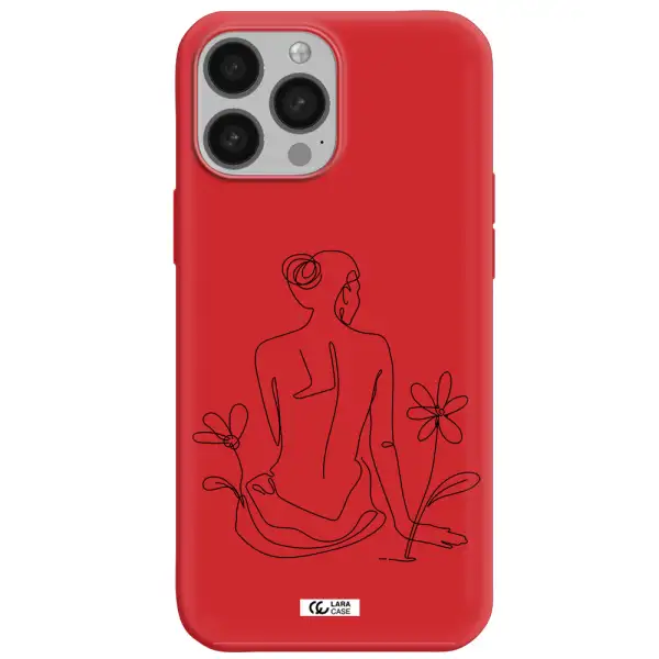 a woman sitting on a flower Apple iPhone 13 Pro Silicone Imperial Red Case