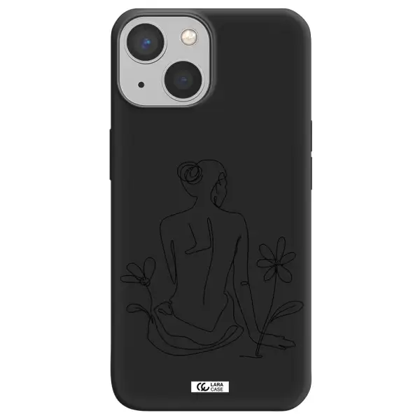 a woman sitting on a flower Apple iPhone 13 Silicone black Case