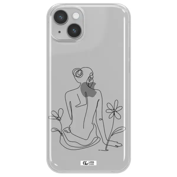 a woman sitting on a flower Apple iPhone 14 plus Clear TPU Case