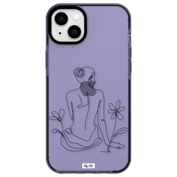 a woman sitting on a flower Apple iPhone 14 plus impact Lilac Case