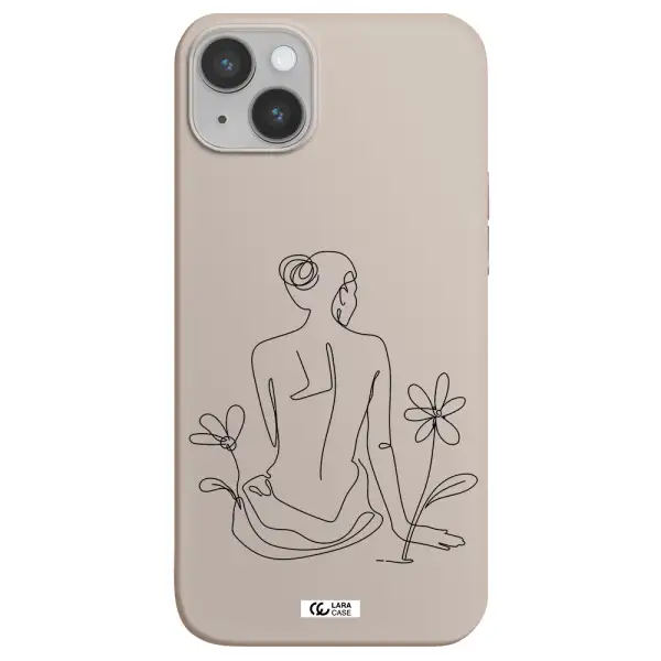 a woman sitting on a flower Apple iPhone 14 plus Silicone Stone Case