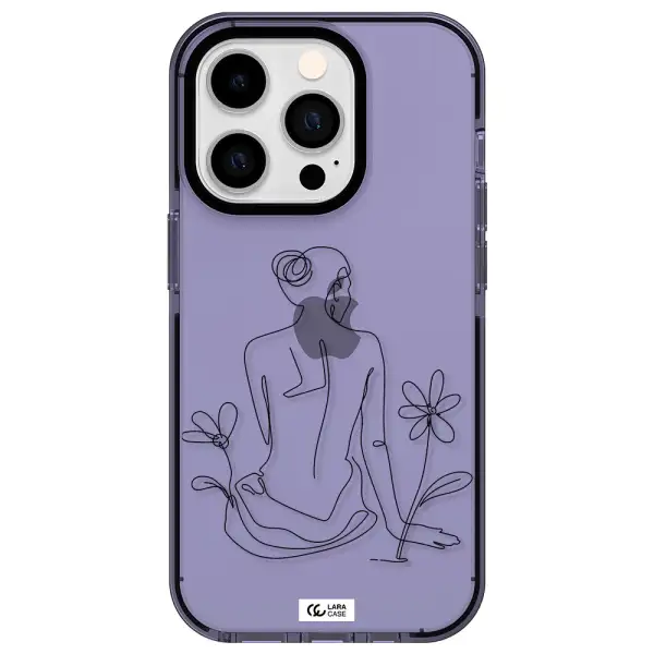 a woman sitting on a flower Apple iPhone 14 pro impact Lilac Case