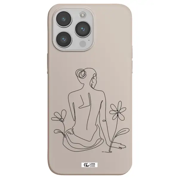 a woman sitting on a flower Apple iPhone 14 pro Silicone Stone Case
