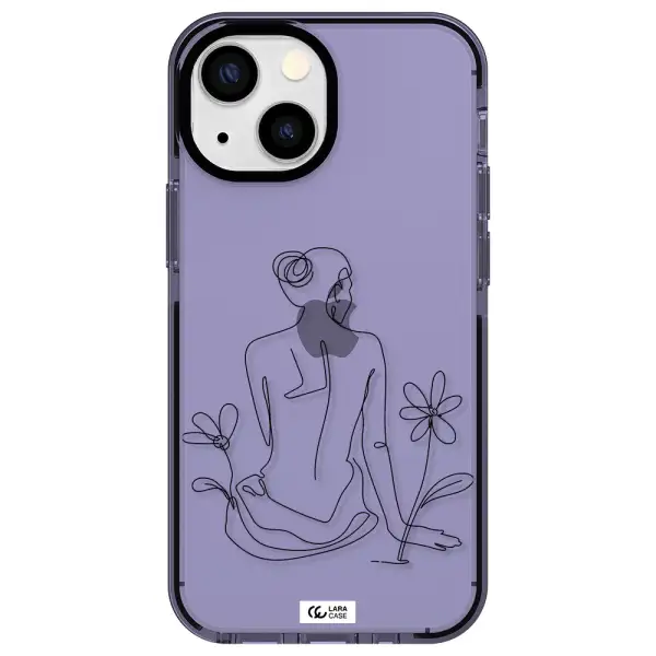 a woman sitting on a flower Apple iPhone 15 Plus impact Lilac Case