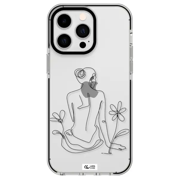 a woman sitting on a flower Apple iPhone 15 Pro Max impact black border Case