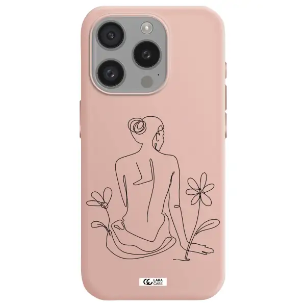 A Woman Sitting On A Flower Apple Iphone 15 Pro Silicone Pastel Pink Case