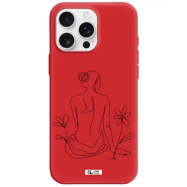 A Woman Sitting On A Flower Apple Iphone 16 Pro Max Silicone Imperial Red Case