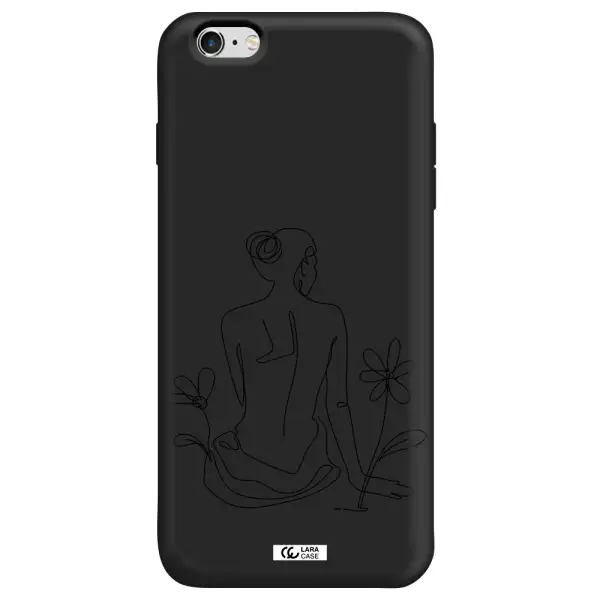 a woman sitting on a flower Apple iPhone 6 plus Silicone black Case