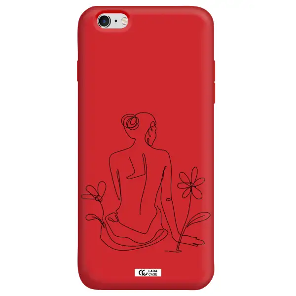 a woman sitting on a flower Apple iPhone 6 plus Silicone Imperial Red Case