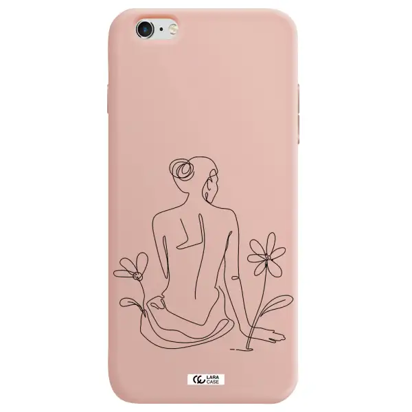a woman sitting on a flower Apple iPhone 6 s plus Silicone pastel pink Case