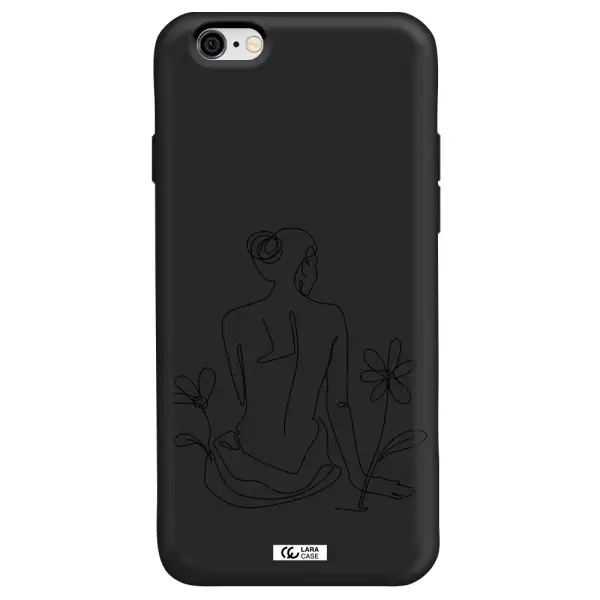 a woman sitting on a flower Apple iPhone 6 Silicone black Case