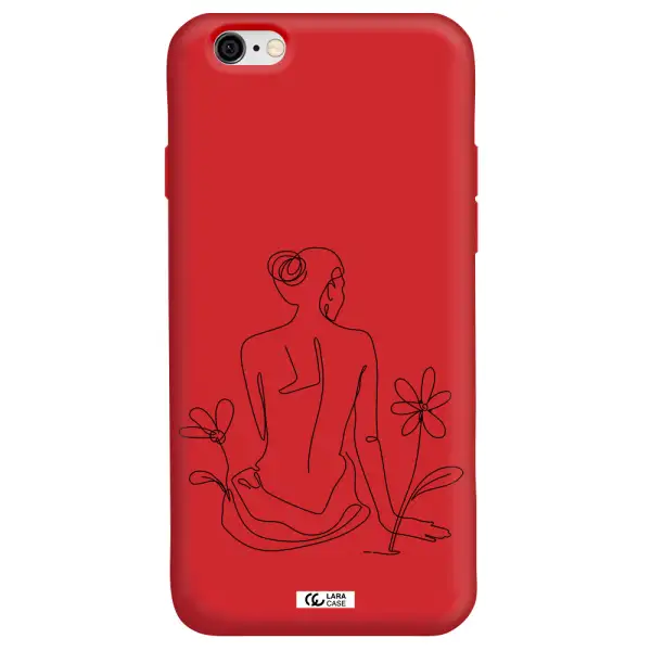 a woman sitting on a flower Apple iPhone 6 Silicone Imperial Red Case