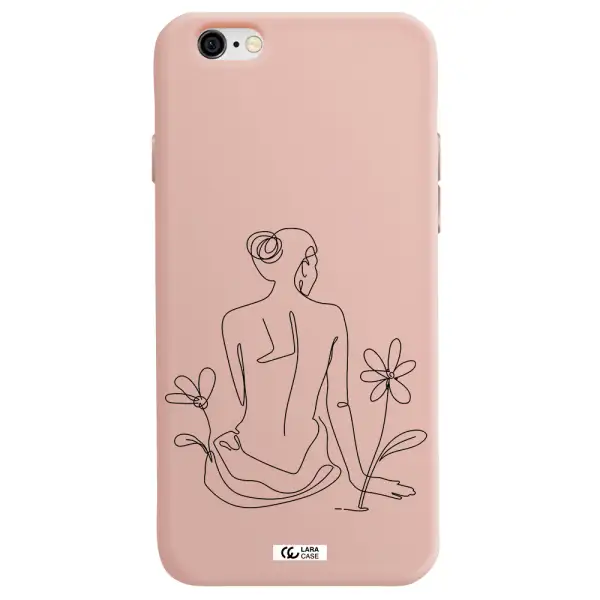a woman sitting on a flower Apple iPhone 6 Silicone pastel pink Case