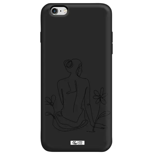 a woman sitting on a flower Apple iPhone 6S Silicone black Case