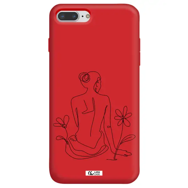 a woman sitting on a flower Apple iPhone 7 plus Silicone Imperial Red Case