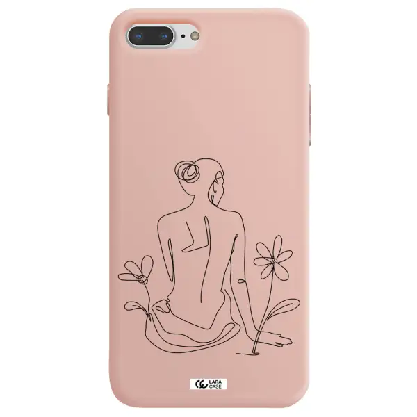 a woman sitting on a flower Apple iPhone 7 plus Silicone pastel pink Case