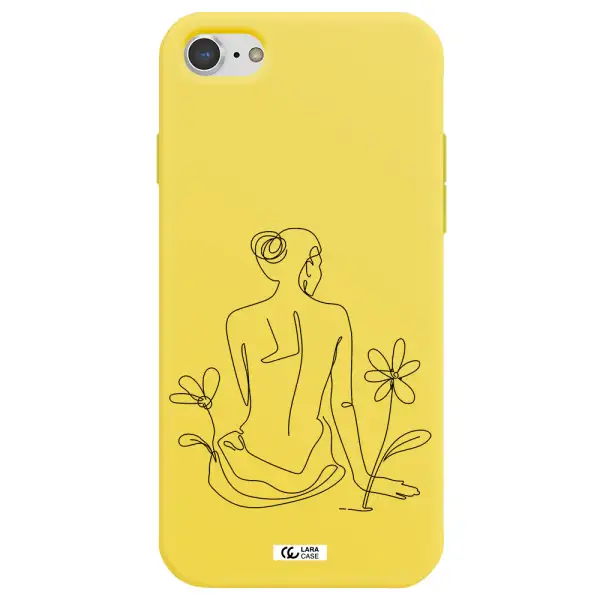 a woman sitting on a flower Apple iPhone 7 Silicone canary yellow Case