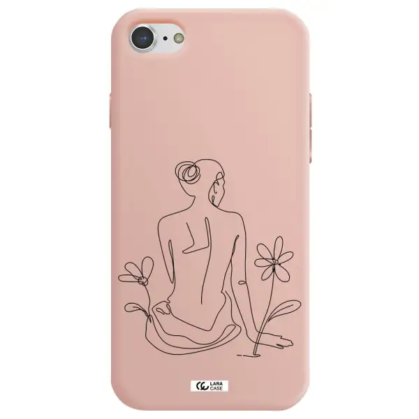 a woman sitting on a flower Apple iPhone 7 Silicone pastel pink Case