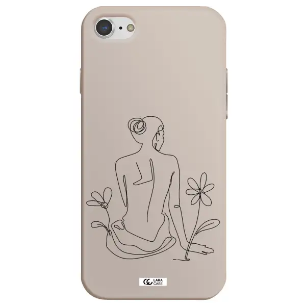 a woman sitting on a flower Apple iPhone 7 Silicone Stone Case