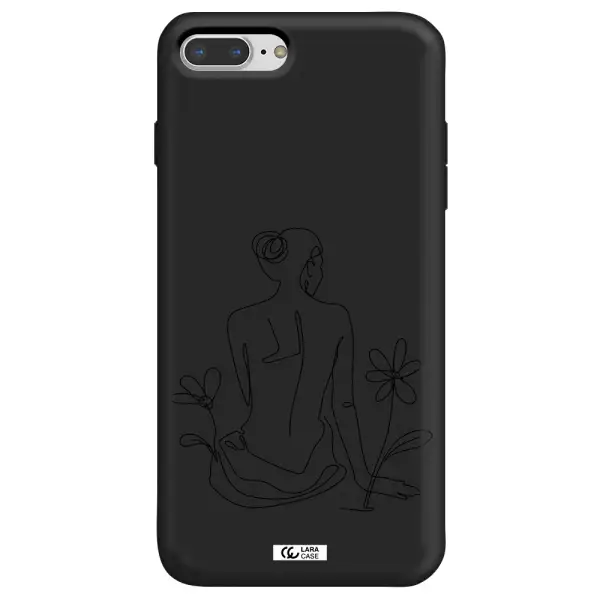 a woman sitting on a flower Apple iPhone 8 plus Silicone black Case