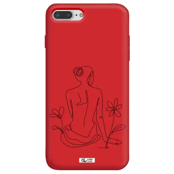 a woman sitting on a flower Apple iPhone 8 plus Silicone Imperial Red Case