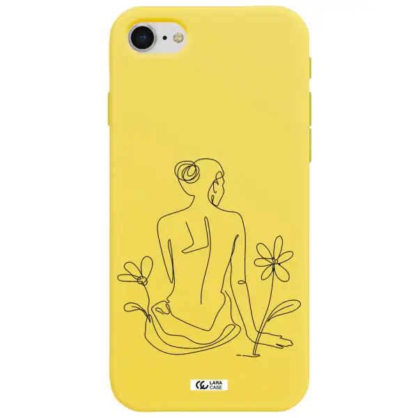 a woman sitting on a flower Apple iPhone se 2020 Silicone canary yellow Case