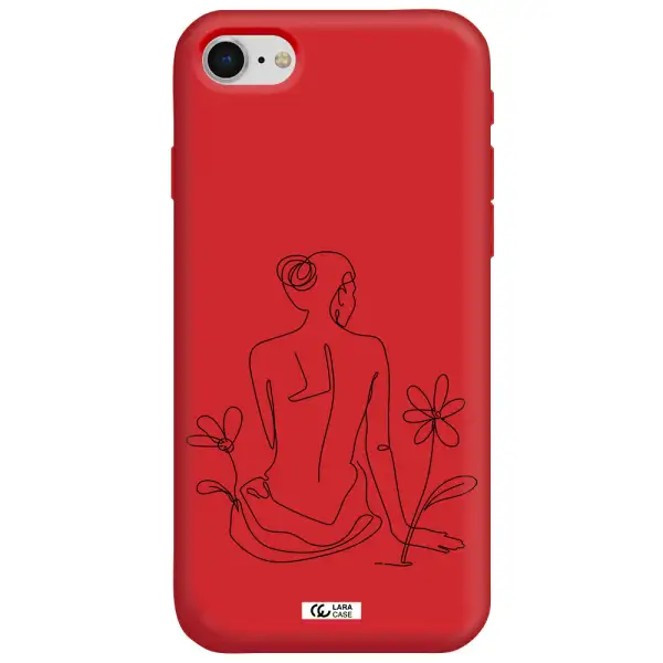a woman sitting on a flower Apple iPhone se 2020 Silicone Imperial Red Case